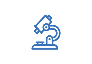 Ein blaues Symbol eines Mikroskops.